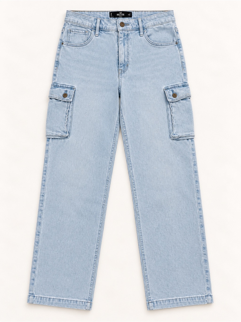 Hollister Ultra High-Rise Dad Cargo Jeans Light Wash W28 L31